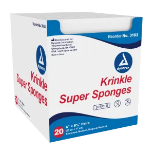 Dynarex - Krinkle Super Sponges - 6" x 6.75", Sterile, 2's