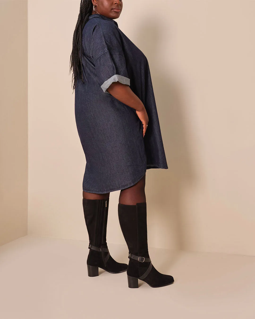 Easton Knee High Boots in Black Suede