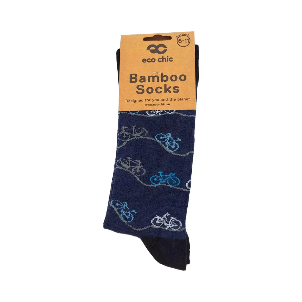 Eco Chic Eco-Friendly Bikes Navy Bamboo Socks