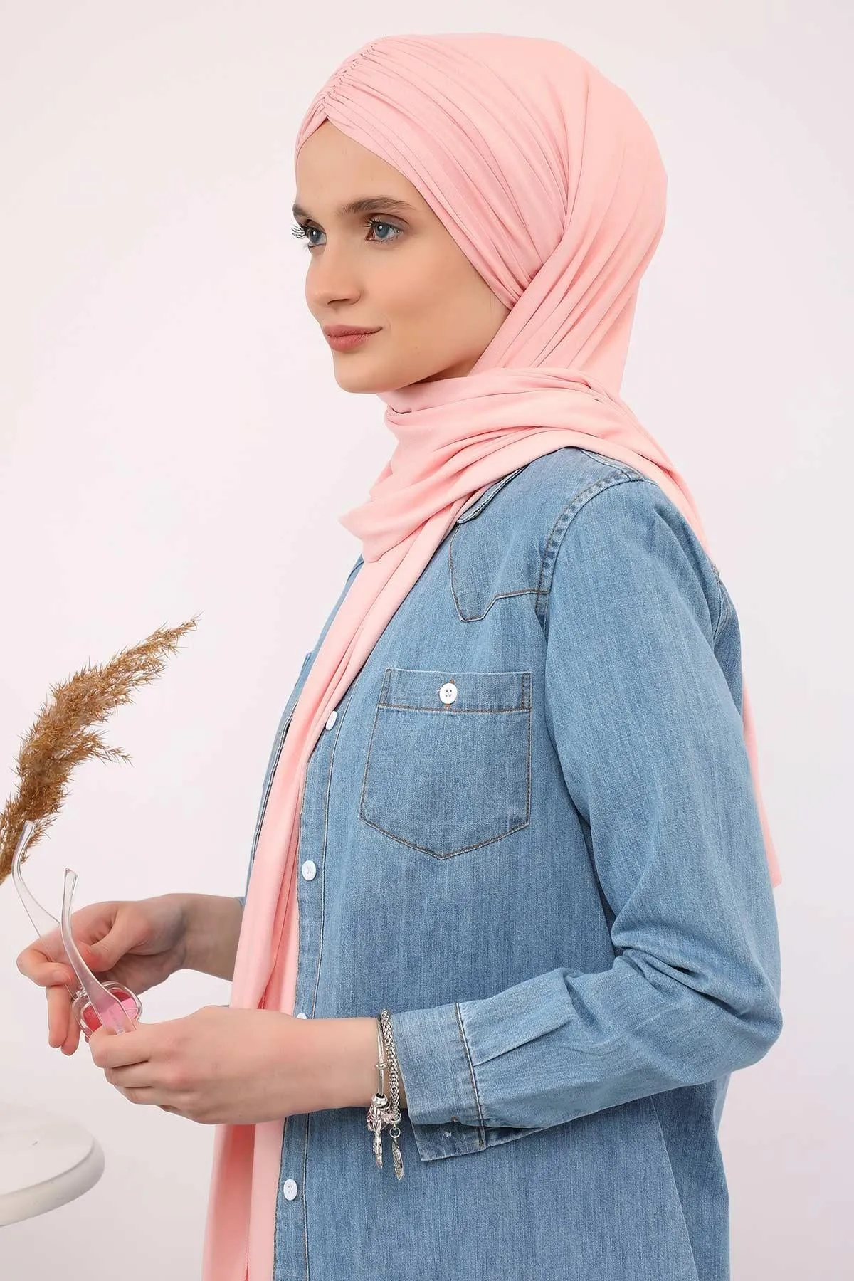 Effortless Instant Cotton Shawl for Women, Instant Cotton Lightweight Hijab Headscarf, Comfortable and Large Women Hijab Shawl,CPS-44