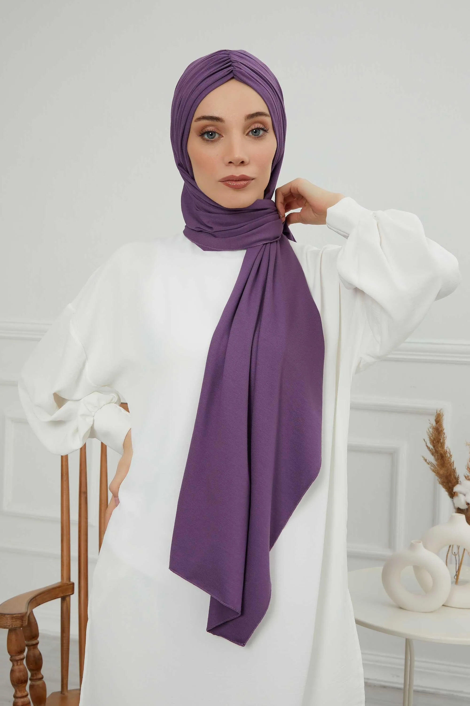 Effortless Instant Cotton Shawl for Women, Instant Cotton Lightweight Hijab Headscarf, Comfortable and Large Women Hijab Shawl,CPS-44