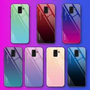 EKDME Tempered Glass Case For Samsung Galaxy S8 S9 S10 Plus S10e A50 A30 70 A7 J6 A8 2018 Note 8 9 M30 M20 Aurora Colorful Cover