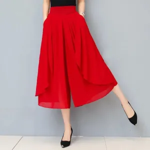 Elastic High Waist Elegant Capris For Females