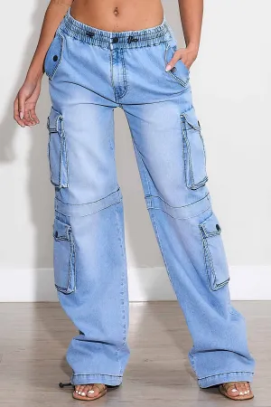 Elastic Waist Band Cargo With Drawstring