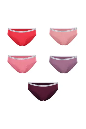 Elastic Waist Bikini Panties - 5 Pcs
