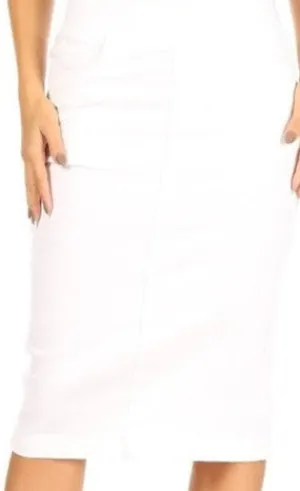 Elastic Waist Twill Denim Skirt