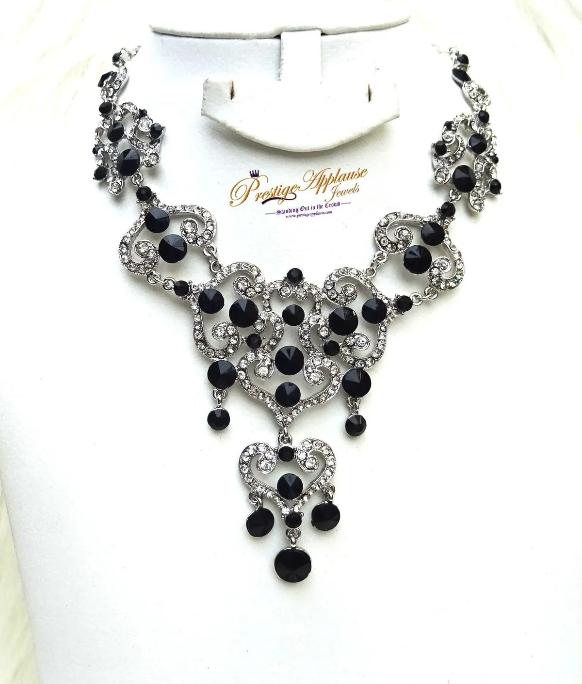Elegant Black Prom Evening Necklace Set