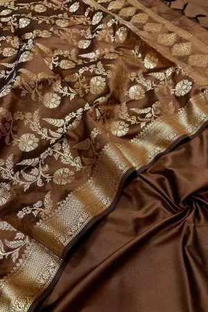 Elegant Brown Banarasi Silk Suit with Jaal Dupatta