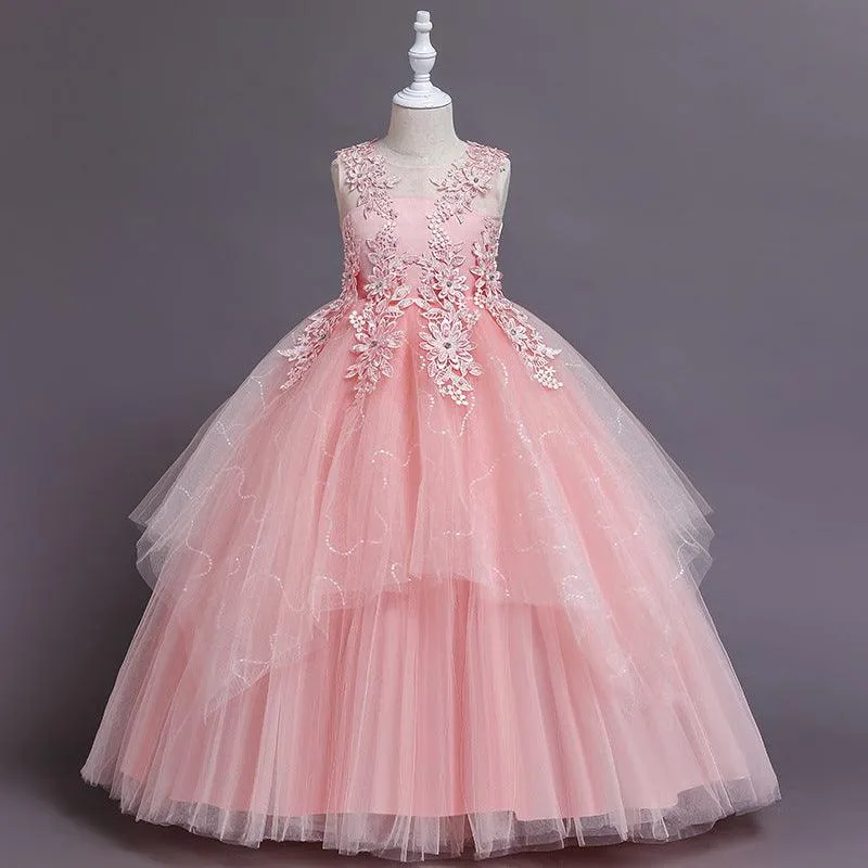 Elegant Floral Embellished Dress for Girls