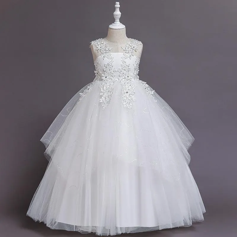 Elegant Floral Embellished Dress for Girls