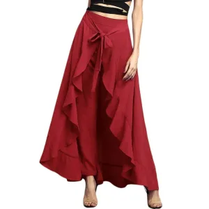 Elegant High Waist Causal Ruffle Drawstring Trouser