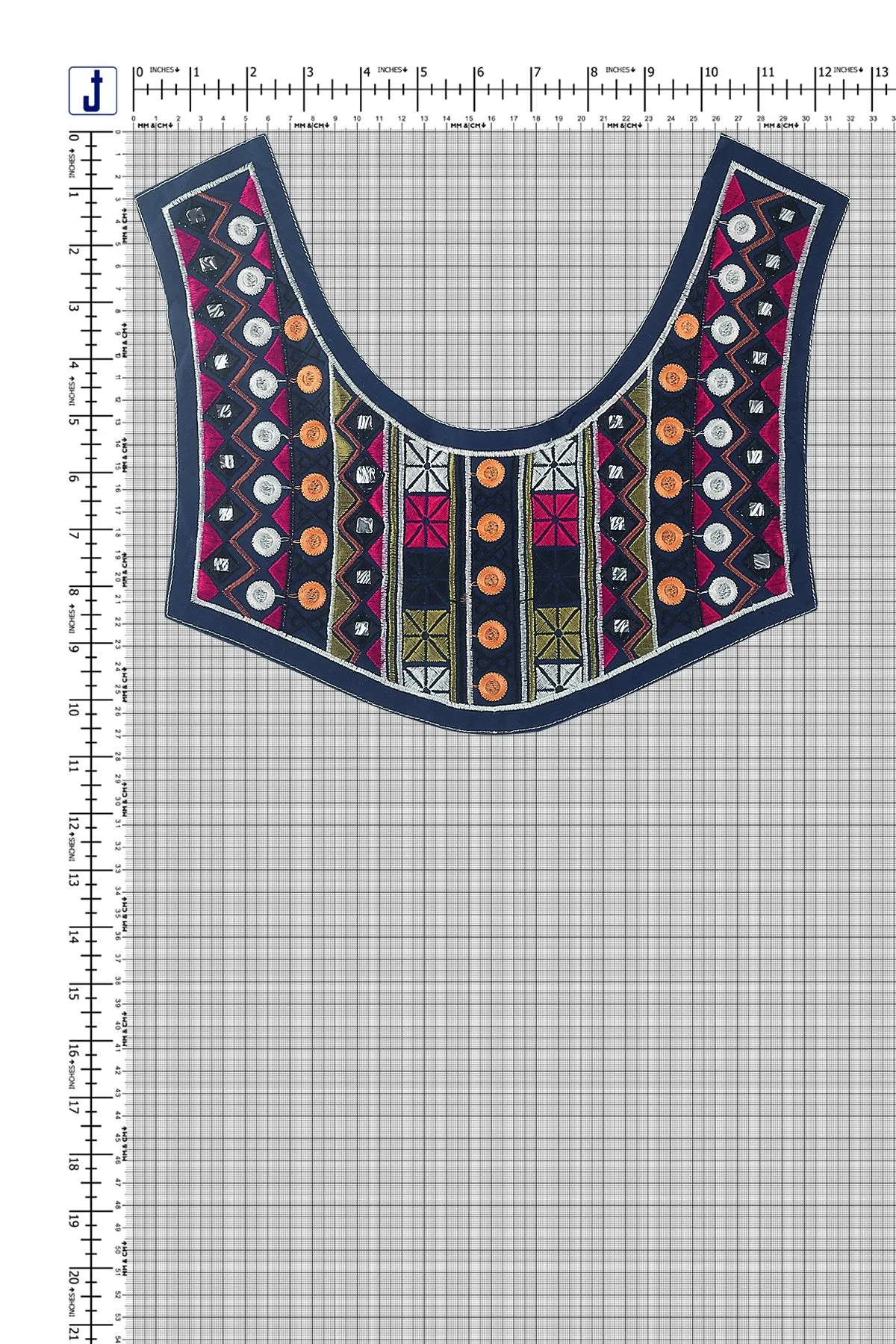 Elegant Mirror Embroidery Neck
