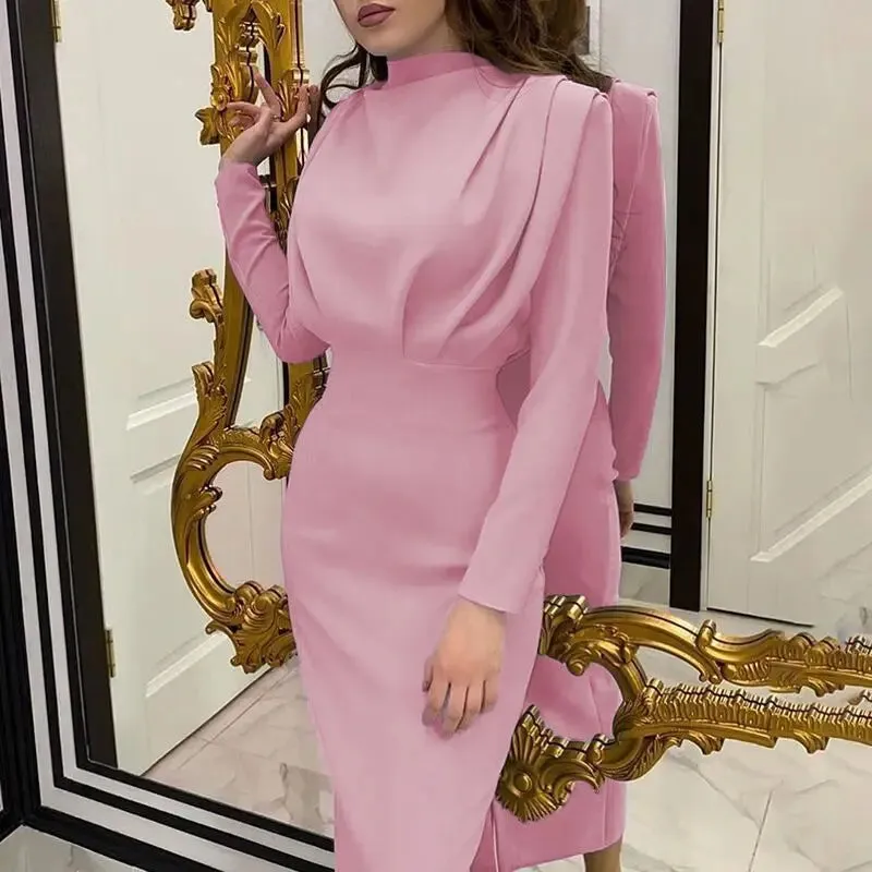 Elegant Office Lady Maxi Dresses For Women Long Sleeve