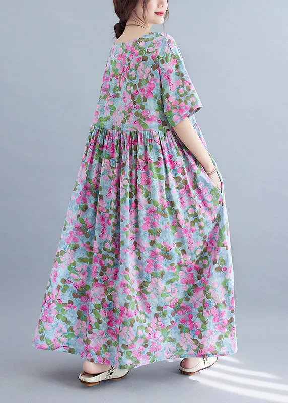 Elegant Purple Print Patchwork Holiday Long Dress Summer LY6596