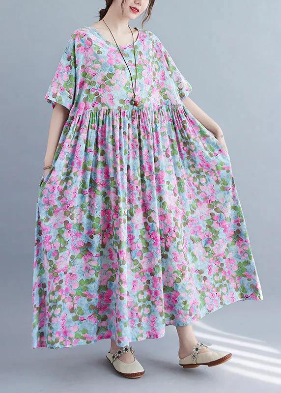 Elegant Purple Print Patchwork Holiday Long Dress Summer LY6596