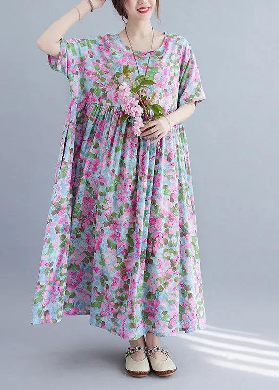 Elegant Purple Print Patchwork Holiday Long Dress Summer LY6596