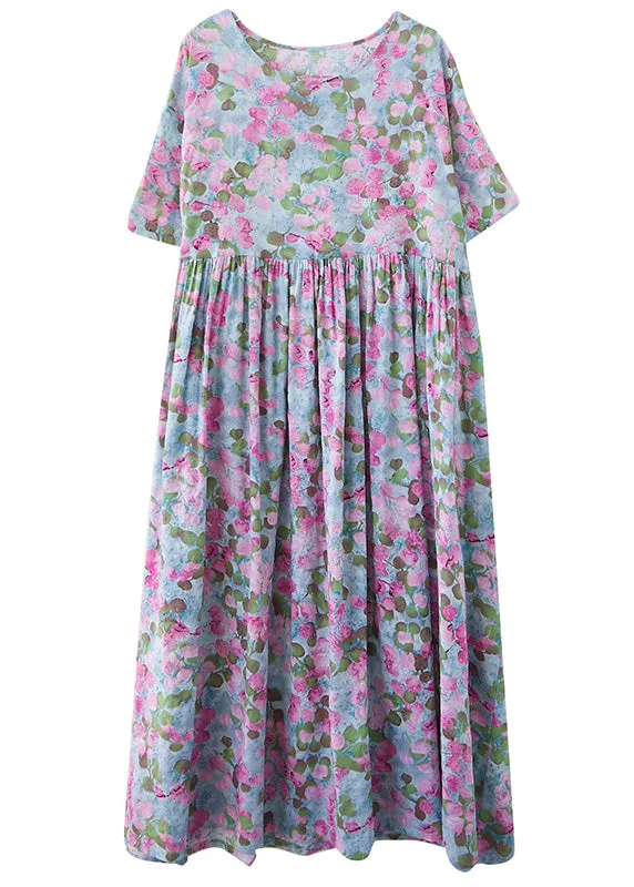 Elegant Purple Print Patchwork Holiday Long Dress Summer LY6596
