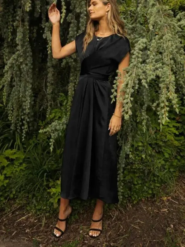 Elegant Satin Silk Midi Dress