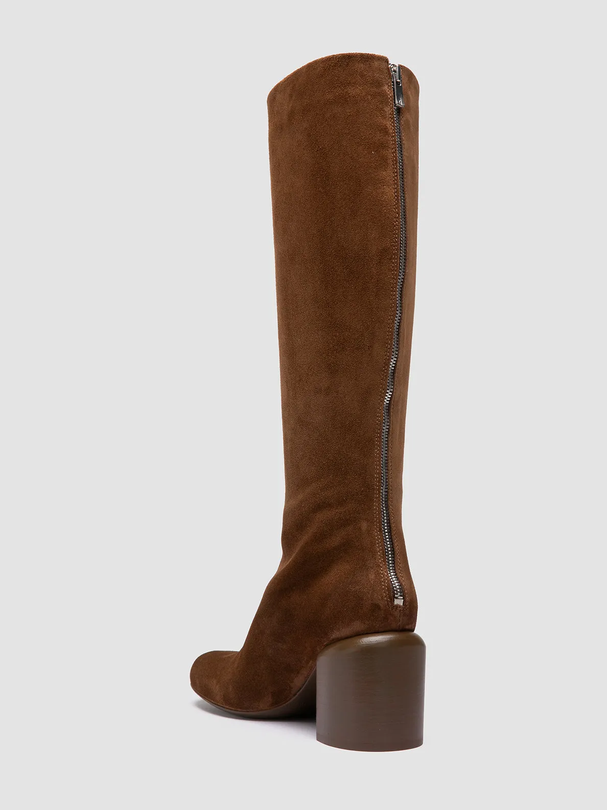 ELINOR 006 - Brown Suede Zipped Boots