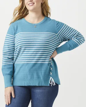 Eliza Striped Sweater | Turquoise / White