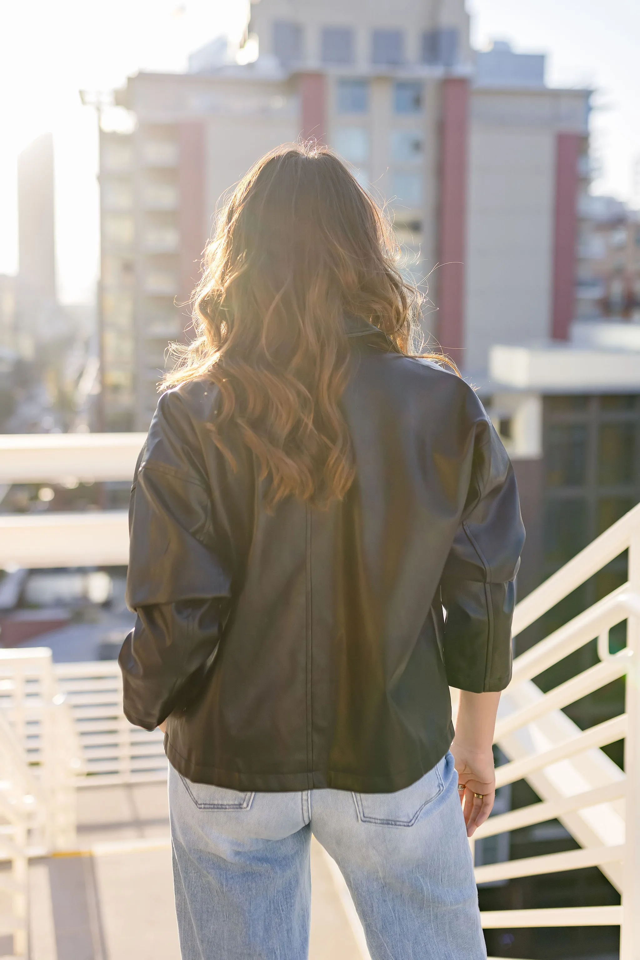 Elyse Vegan Leather Jacket Black