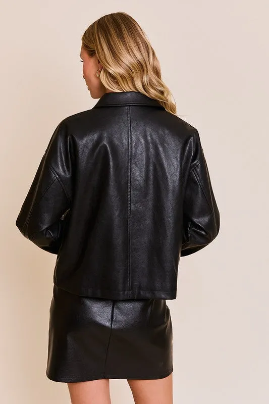 Elyse Vegan Leather Jacket Black
