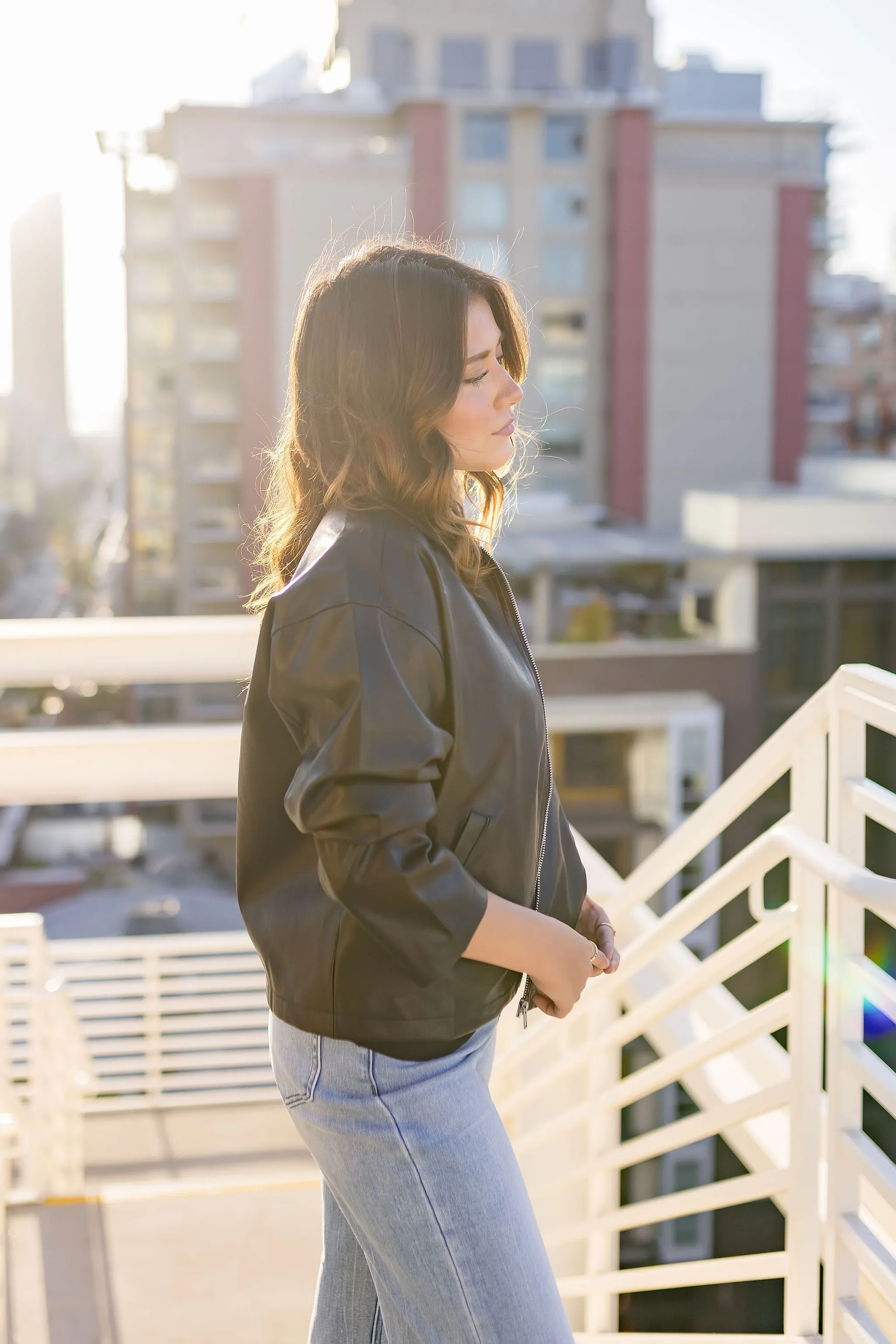 Elyse Vegan Leather Jacket Black
