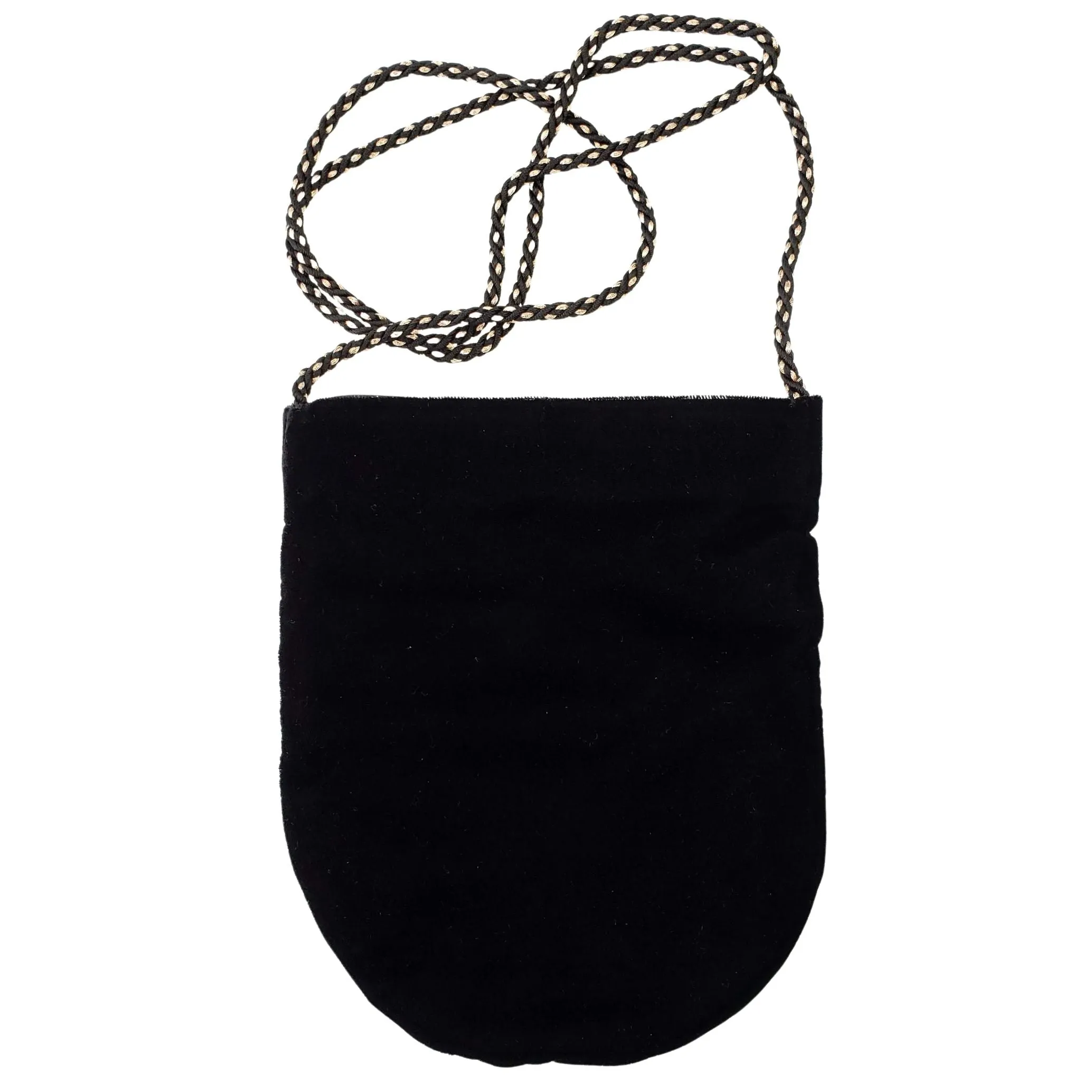 Embroidered Brown Velvet and Gold Crossbody Bag