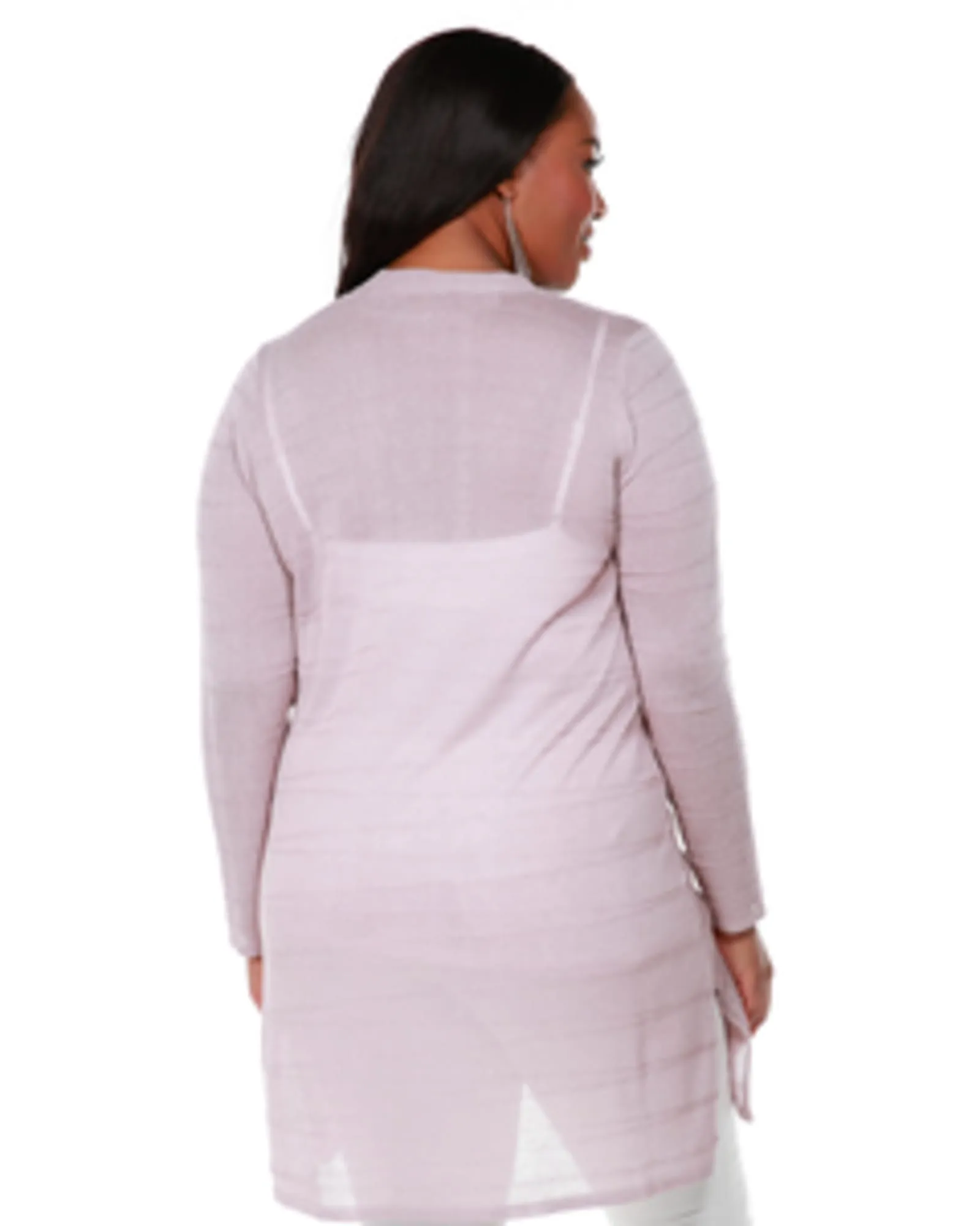 Embroidered Open-Front Cardigan | PALE LILAC