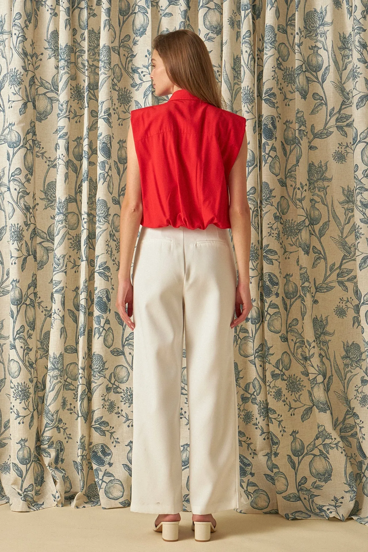 Endless Rose - Pintuck Details Sleeveless Blouse