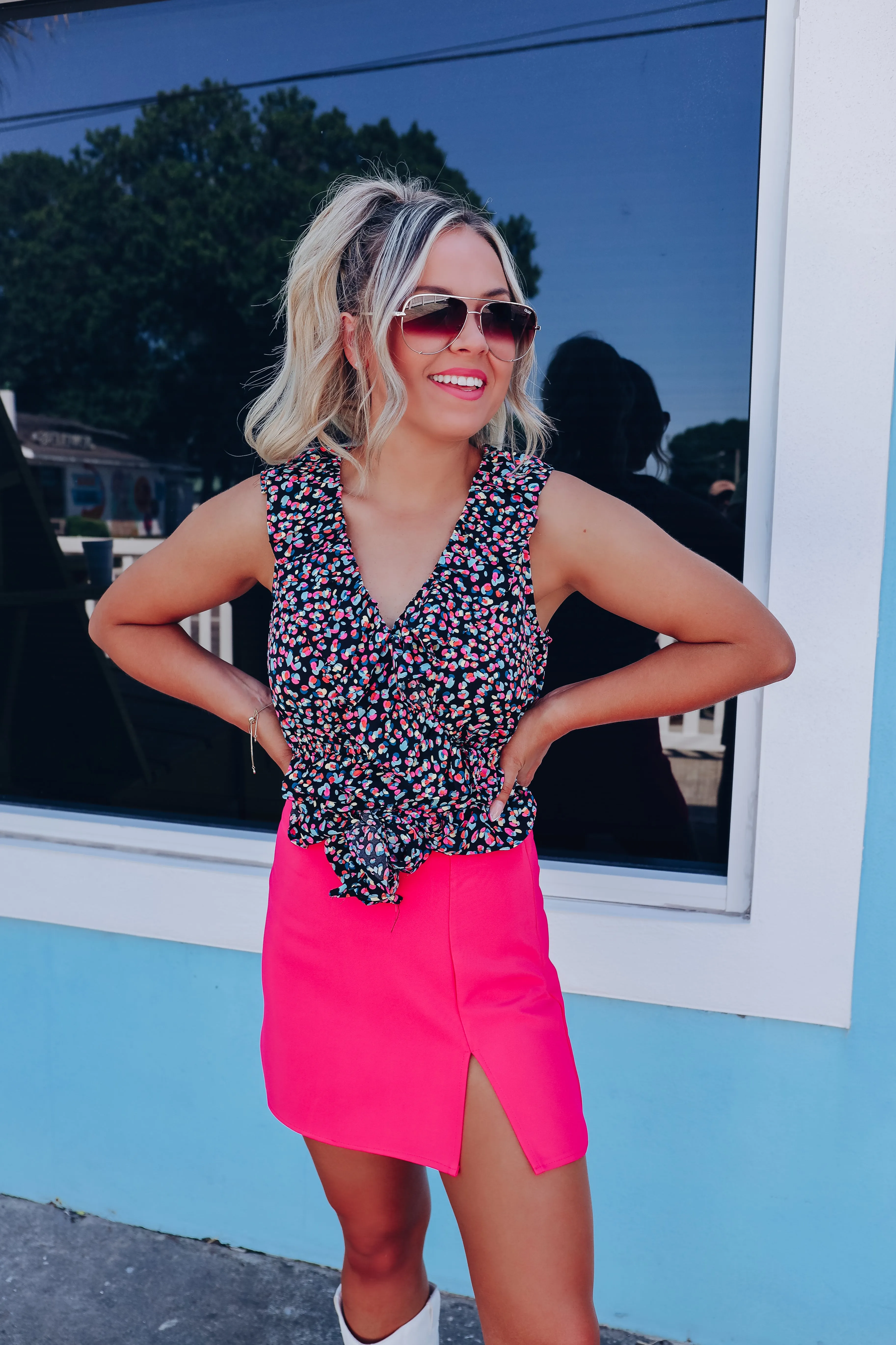 Envy Me Side Slit Skirt - Hot Pink