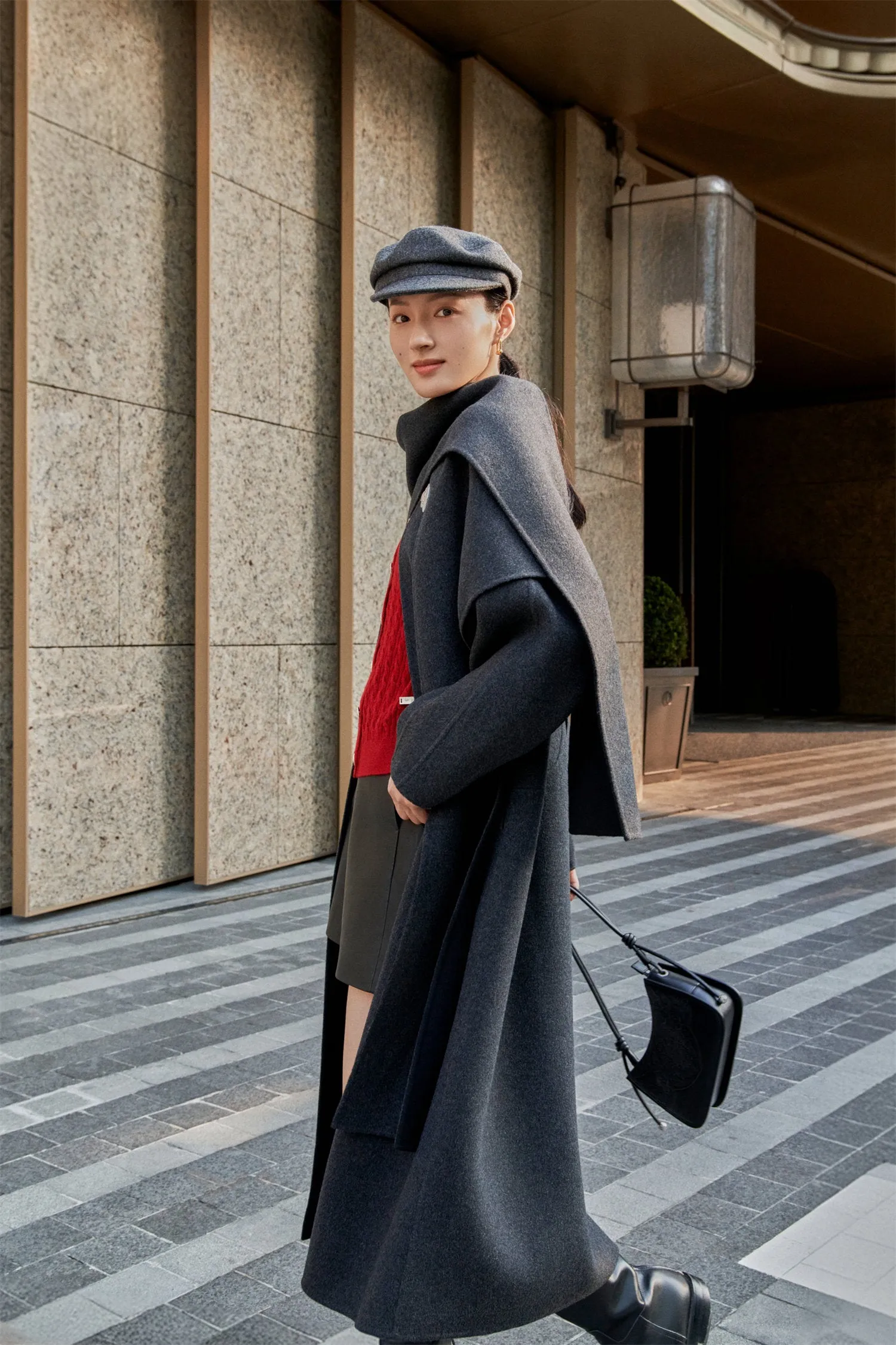 EP YAYING Asymmetrical Wool Coat