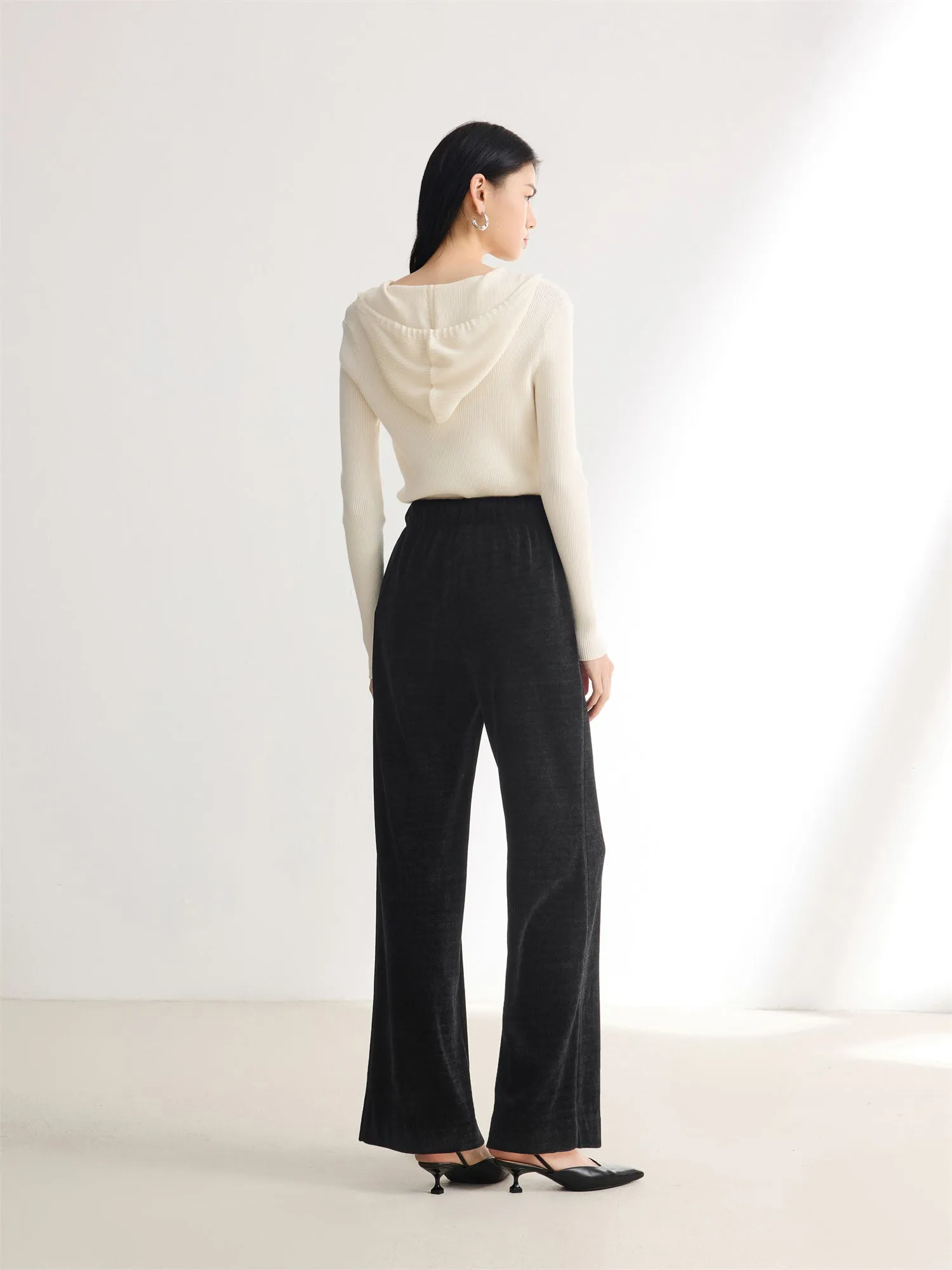EP YAYING Chenille Straight-Leg Pants