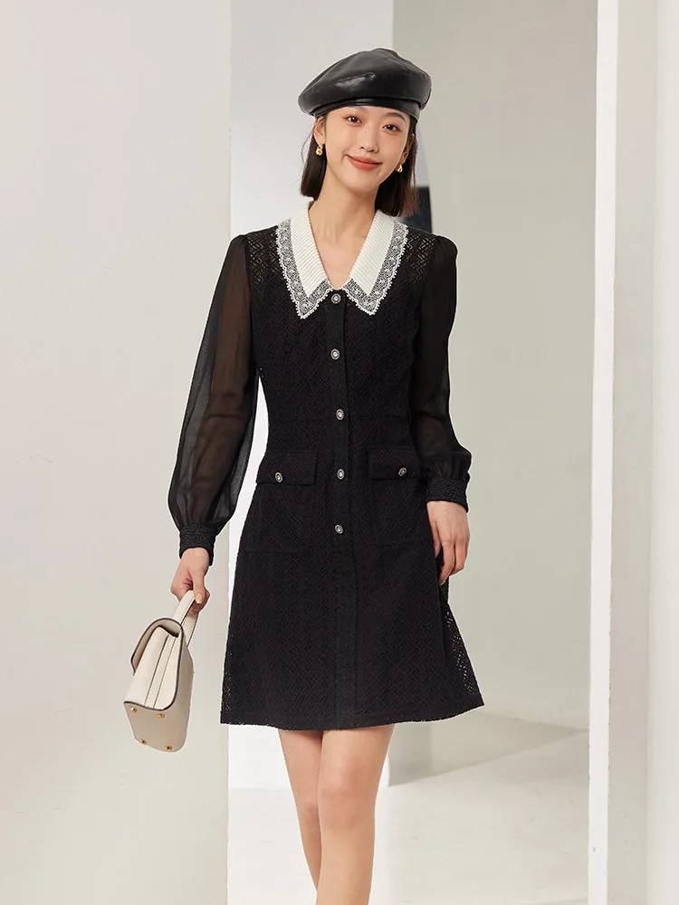 EP YAYING Elegant Lace Coller Dress