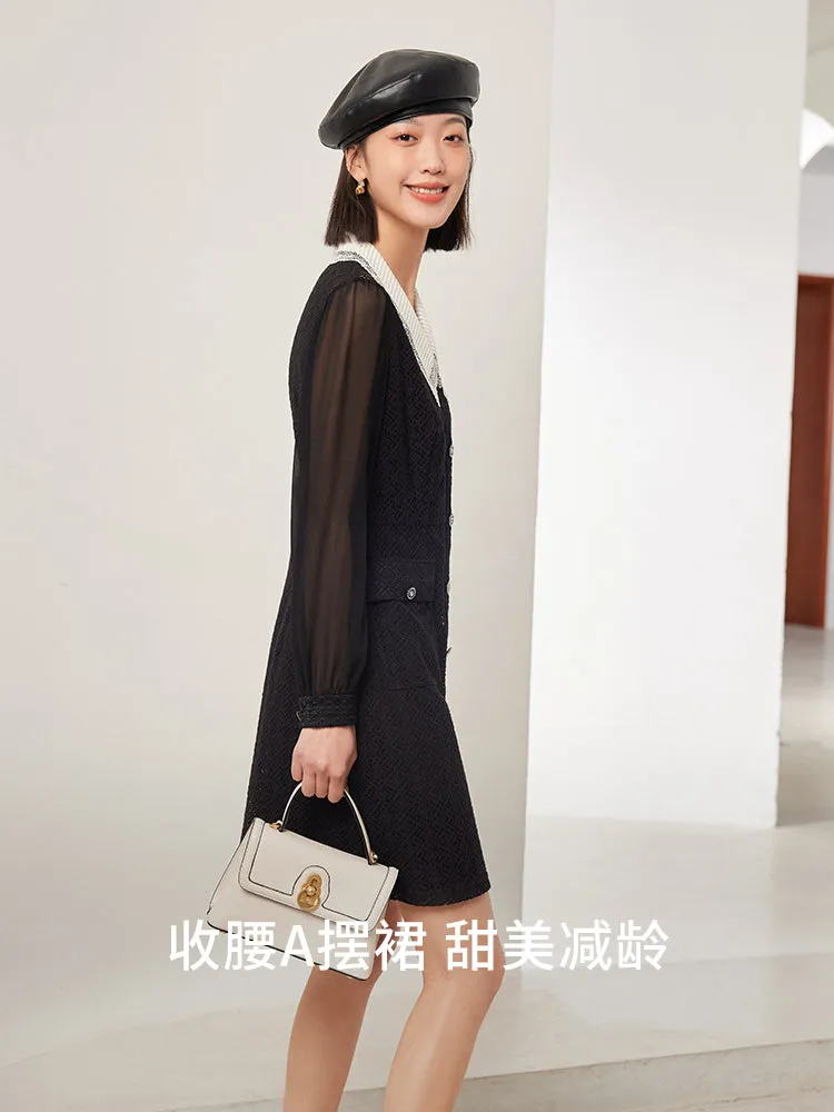 EP YAYING Elegant Lace Coller Dress