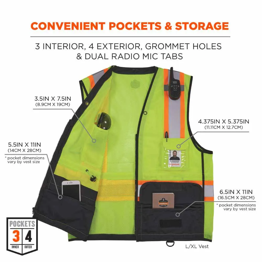 Ergodyne 23033 8251HDZBK S/M Lime Hi Vis Safety Vest