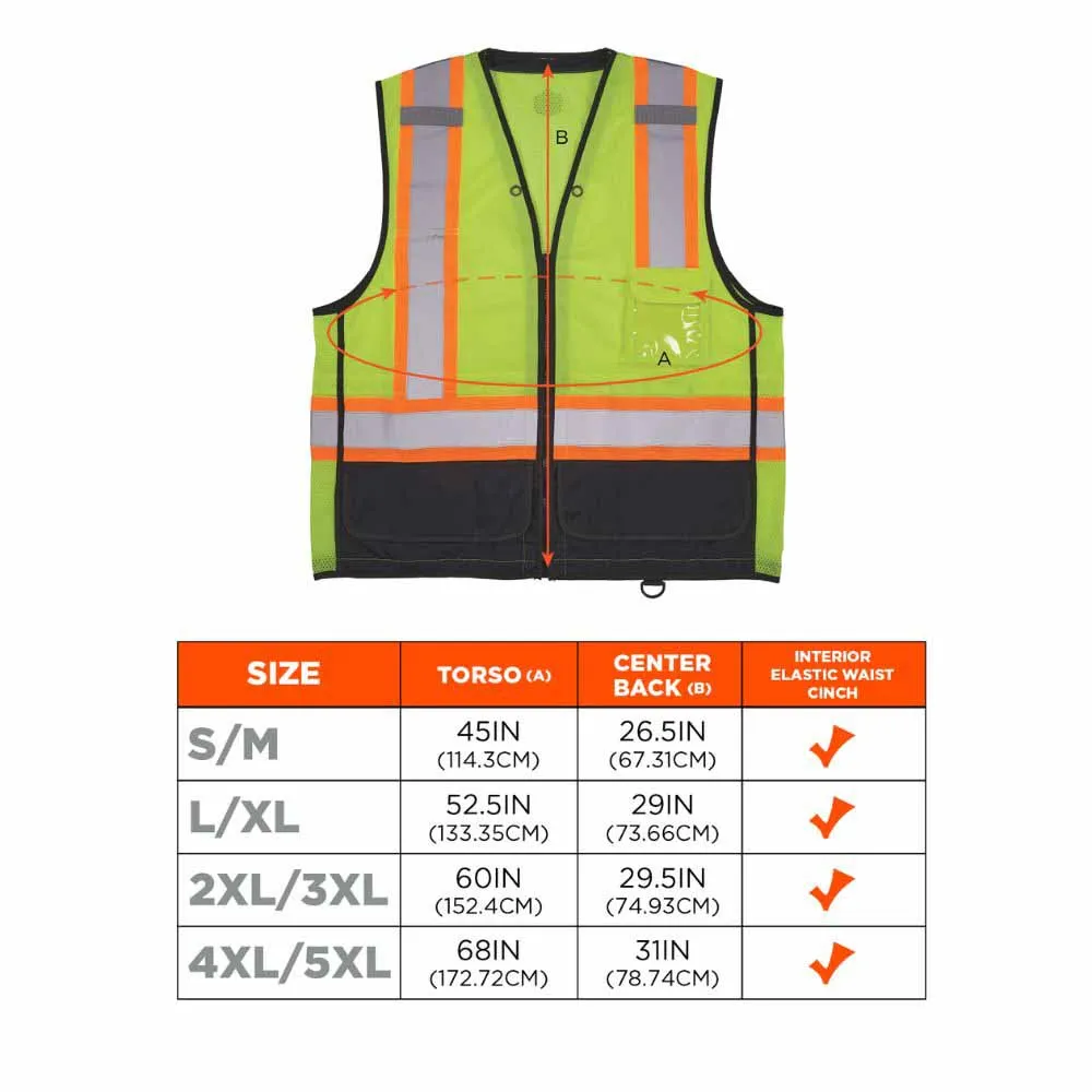 Ergodyne 23033 8251HDZBK S/M Lime Hi Vis Safety Vest