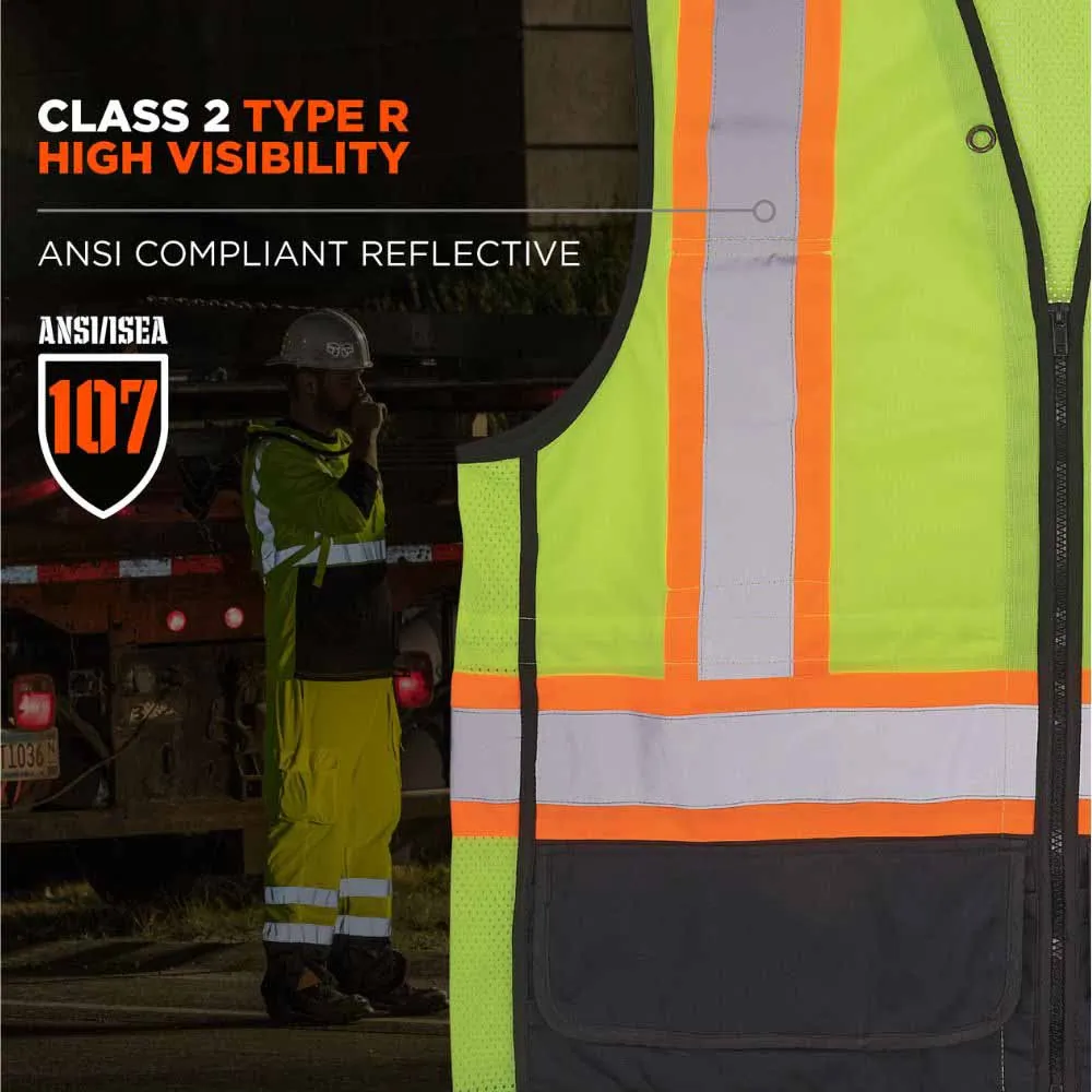 Ergodyne 23033 8251HDZBK S/M Lime Hi Vis Safety Vest