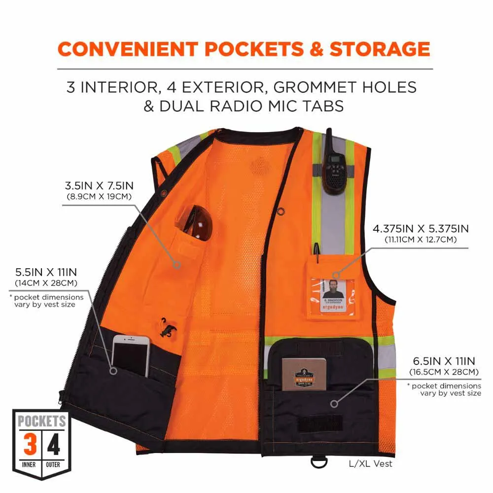 Ergodyne 23045 8251HDZBK L/XL Orange Hi Vis Safety Vest