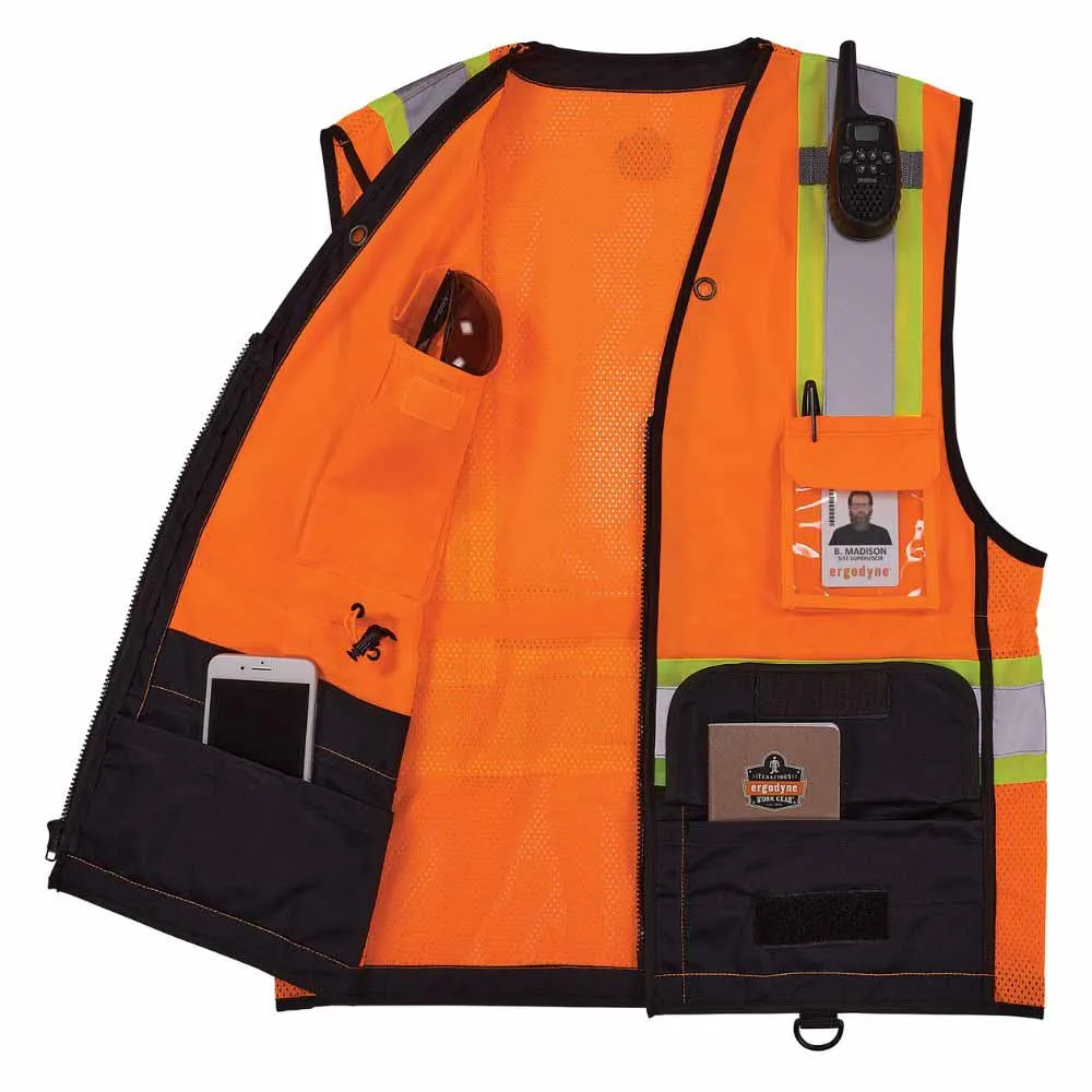 Ergodyne 23045 8251HDZBK L/XL Orange Hi Vis Safety Vest