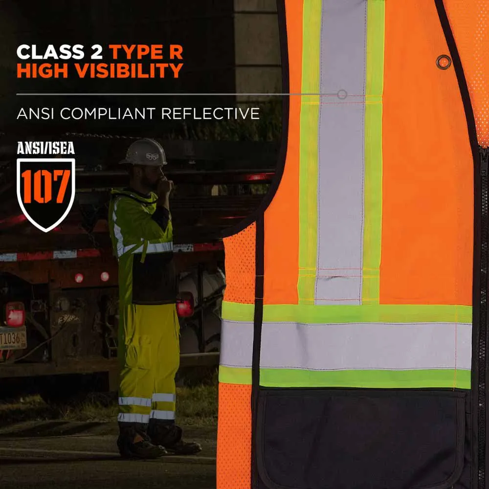 Ergodyne 23045 8251HDZBK L/XL Orange Hi Vis Safety Vest