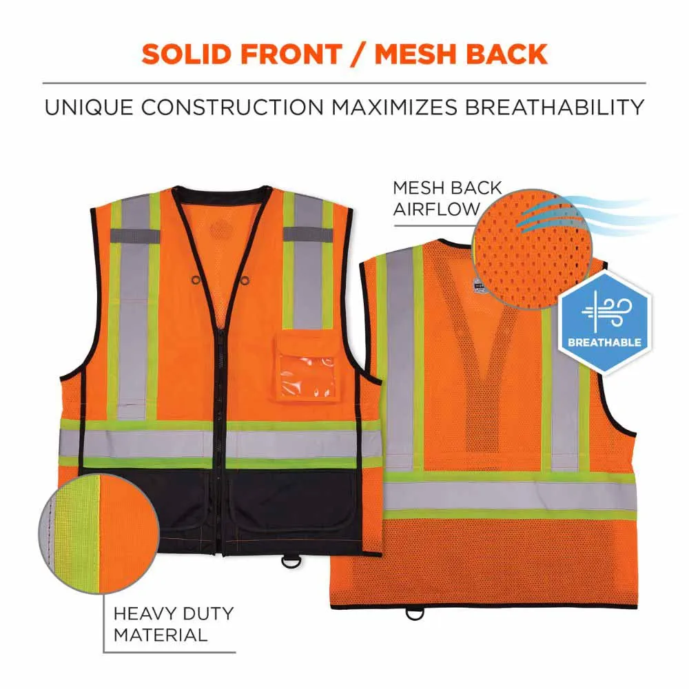 Ergodyne 23045 8251HDZBK L/XL Orange Hi Vis Safety Vest