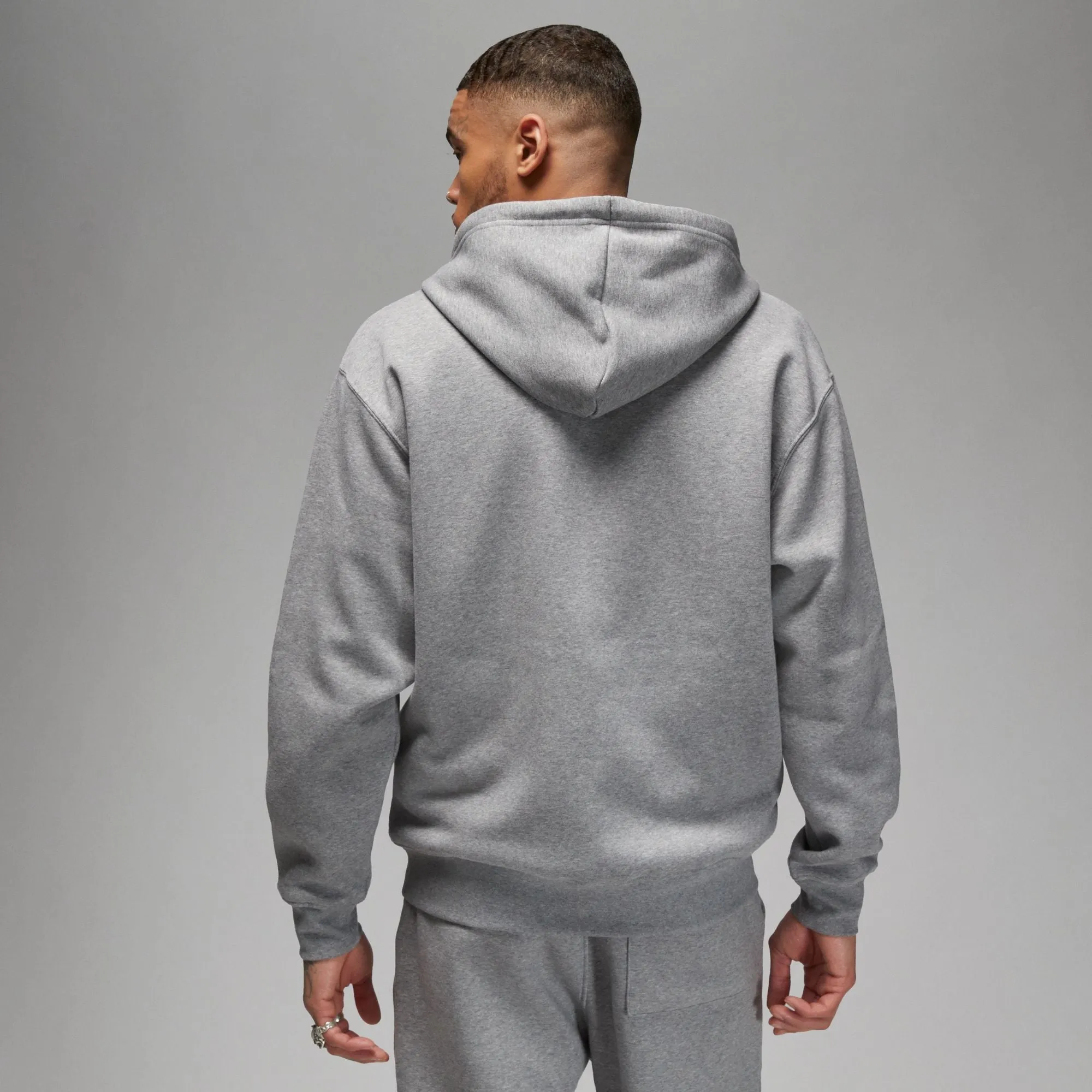 ESSENTIALS FULL ZIP FLEECE HOODIE "CARBON HEATHER"