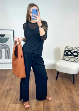 Etta Tie Waist Trousers  in Black