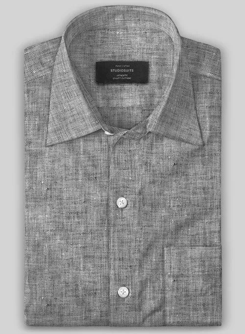 European Smoky Black Linen Shirt