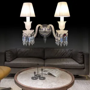 European Vintage Luxury Crystal Candelabra 2-Light Wall Sconce Lamp