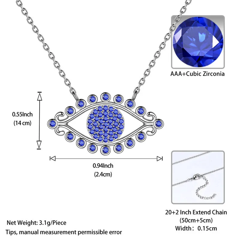 Evil Eye Necklace Pendant Men Womens 925 sterling silver Amulet Protection Jewelry