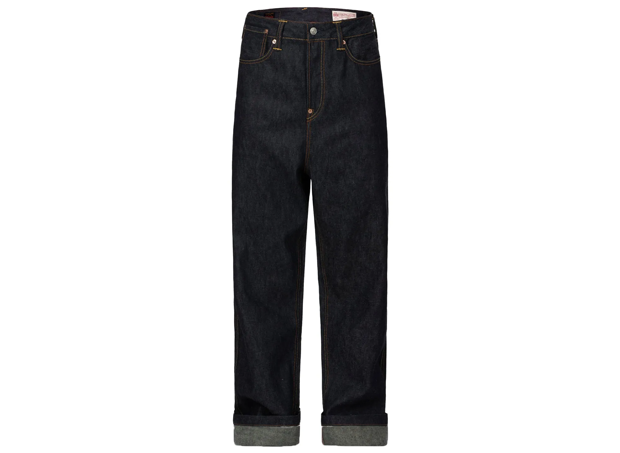 Evisu Pine Pattern Daicock Print Embroidered Wide Leg Denim Jeans