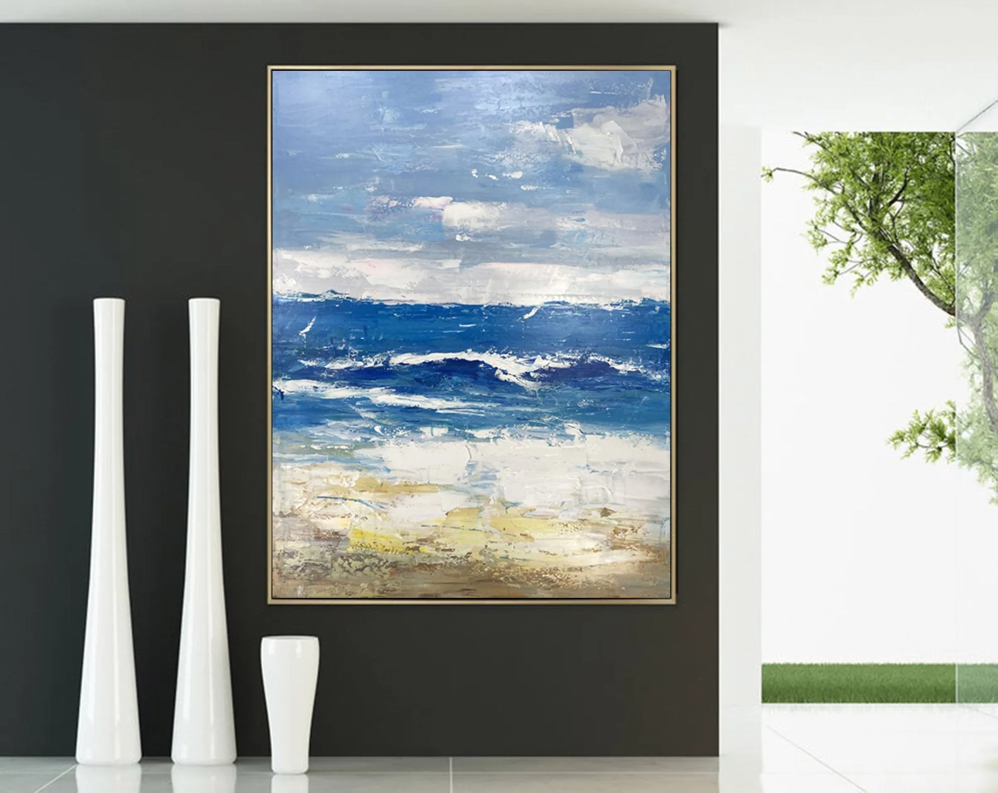 Extra Large Abstract Paintings Seascape Painting Blue Painting Np066