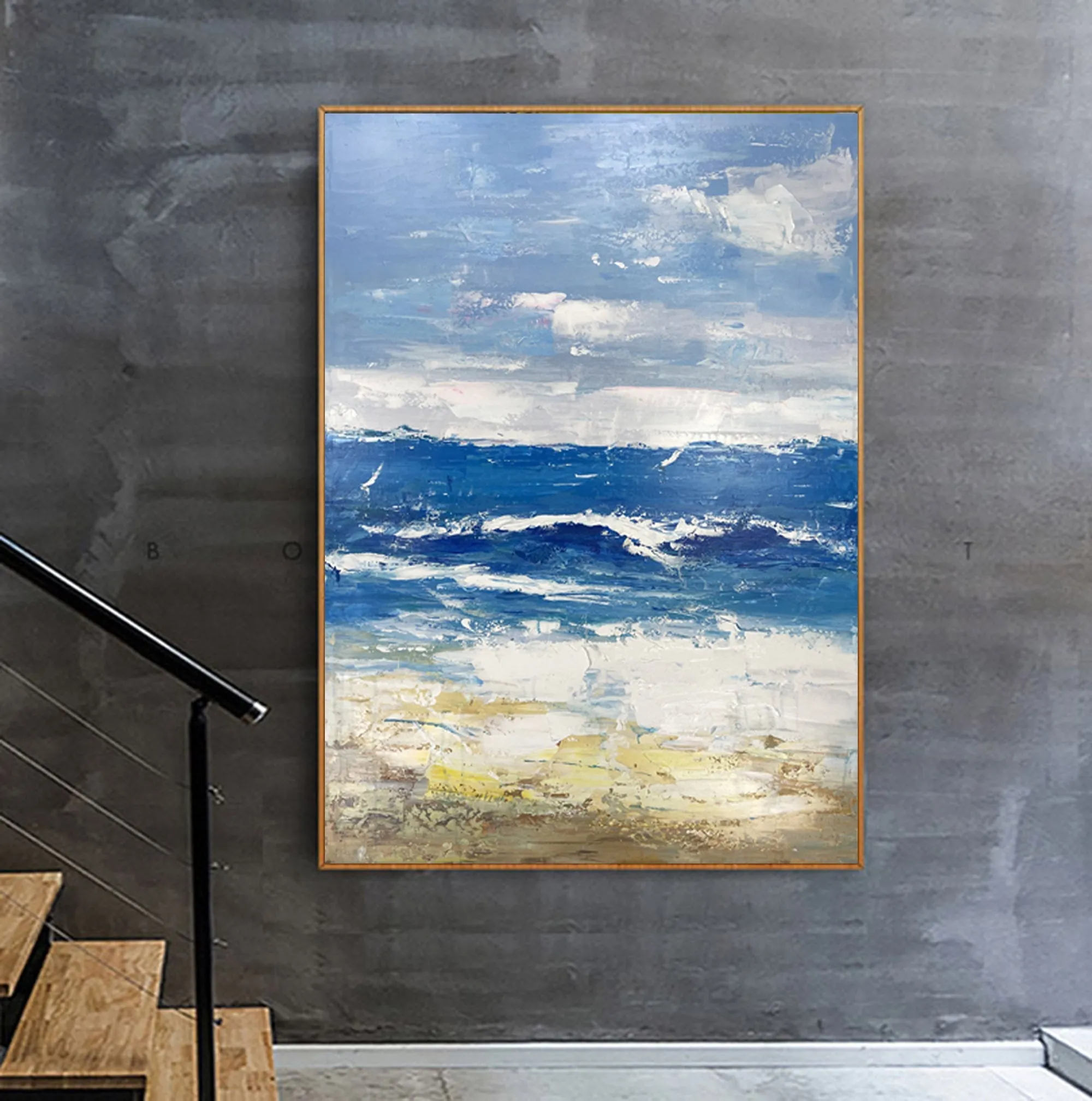 Extra Large Abstract Paintings Seascape Painting Blue Painting Np066